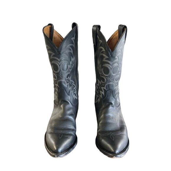 TONY LAMA MEN'S STALLION LEATHER AMERICANA WESTERN BOOTS 8.5EE Black Xtra- Wide - Picture 4 of 12